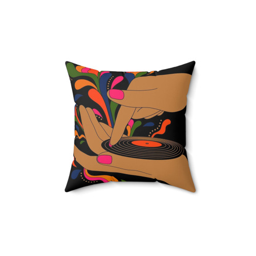 Retro Psychedelic Vinyl Record Pillow