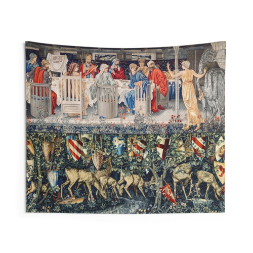 Quest for the Holy Grail Medieval Knights and Deers Tapestry