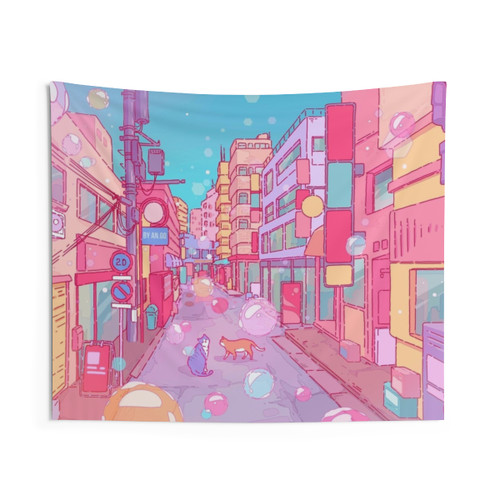 Cute Cats in Tokyo Streets Tapestry