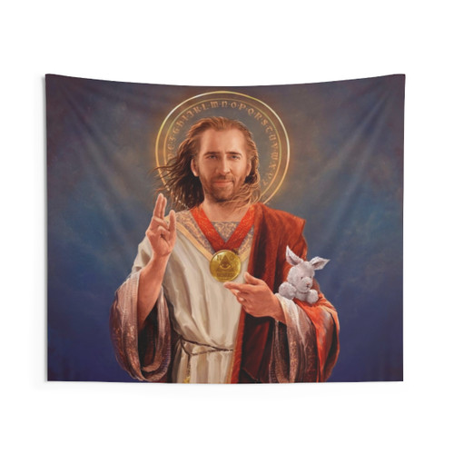Nicolas Cage Pop Art Religious Tapestry