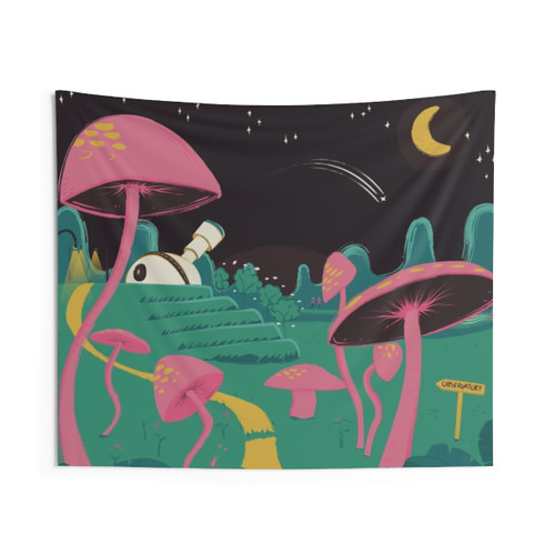 Trippy Mushroom Observatory Tapestry