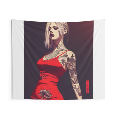 Red Dress Tapestry Wall Hanging with Intricate Details