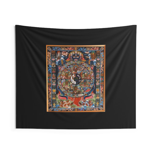 Tibetan Buddhist Wheel of Life Tapestry Wall Hanging