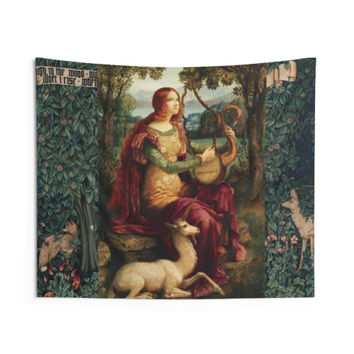 Unicorn and Lady Tapestry with Forest Animals