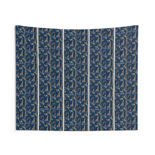 Blue Bayeux Graphic Tapestry Wall Hanging