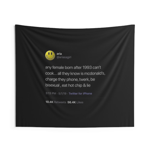 Eat Hot Chip and Lie Tapestry - Meme-inspired Home Decor