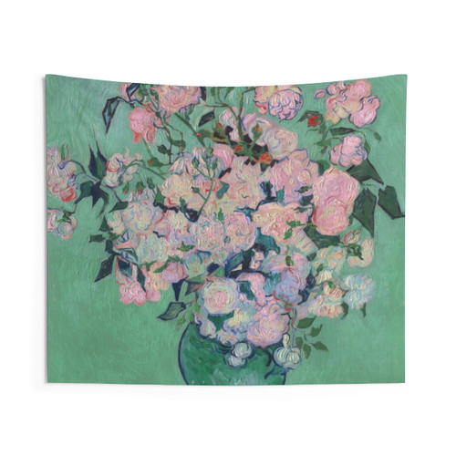 Pink Roses Floral Tapestry by Vincent van Gogh