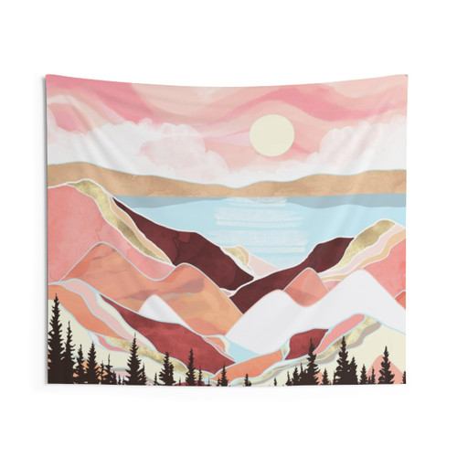 Autumn Lake Sunrise Abstract Tapestry