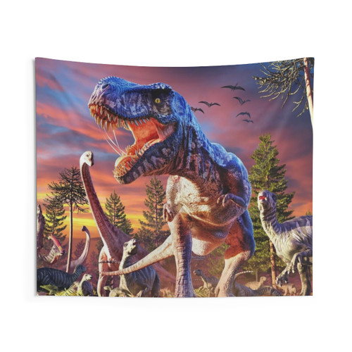 T-Rex Attack Dinosaur Tapestry