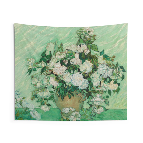 Van Gogh Roses Painting Tapestry