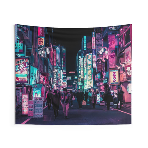 Cyberpunk Overload Neon Tapestry