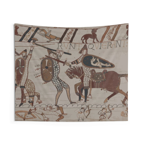Medieval Bayeux Tapestry Fragment Reproduction - Anglo-Saxon Huscarl Fights a Norman Knight