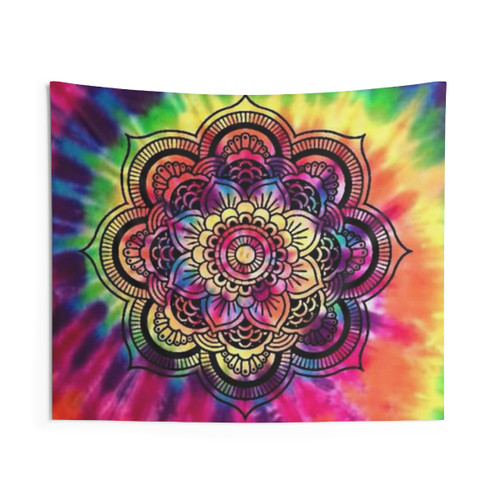 Rainbow Tie Dye Mandala Tapestry Wall Hanging