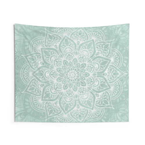 Boho Mandala Flower of Life Teal Tapestry