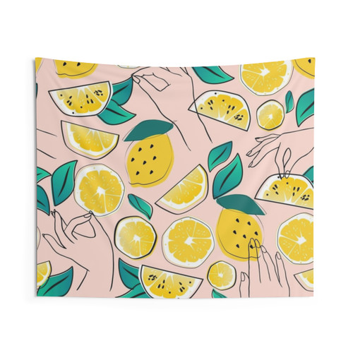 Lemon Pattern Illustration Tapestry