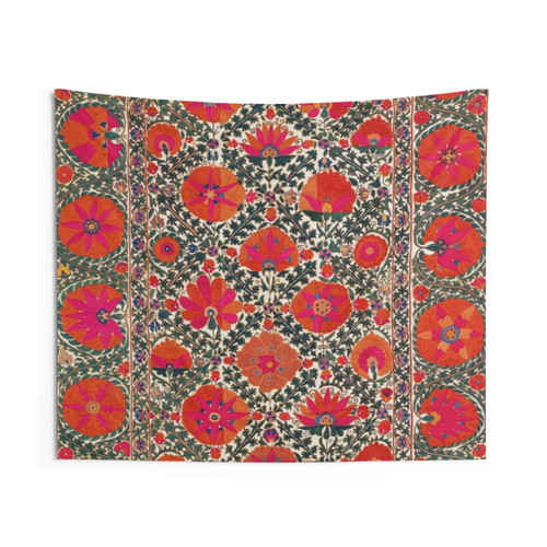 Kermina Suzani Uzbekistan Colorful Embroidery Print Tapestry