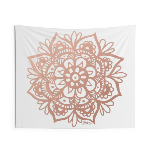 Rose Gold Mandala Flower Tapestry Wall Hanging
