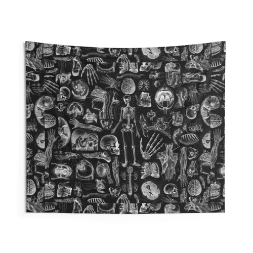 Gothic Human Anatomy Black Tapestry Wall Hanging
