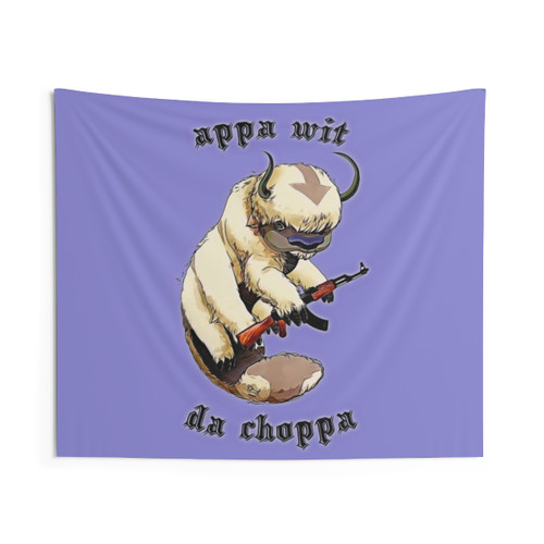 Appa the Flying Bison Holding a Choppa Tapestry