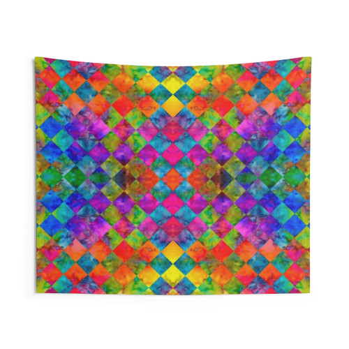 Colorful Harlequin Tie-Dye Tapestry