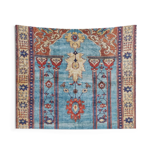 Antique Persian Silk Rug Print Tapestry Wall Hanging