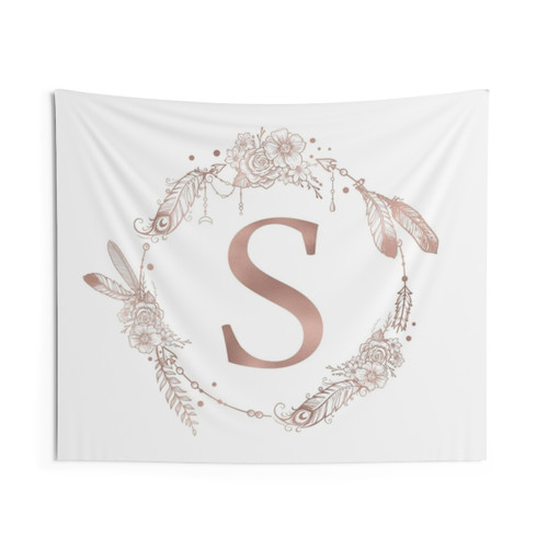 Rose Gold Initial Monogram Tapestry
