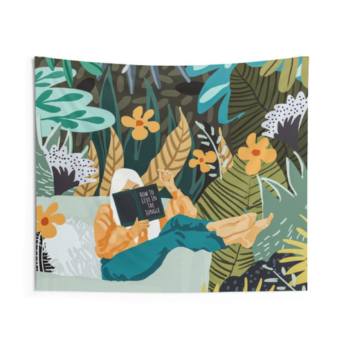 Jungle Illustration Tapestry Wall Hanging