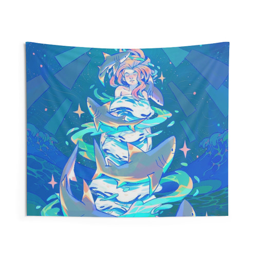 The Shark Diva Tapestry - Cosmic Ocean Wall Art