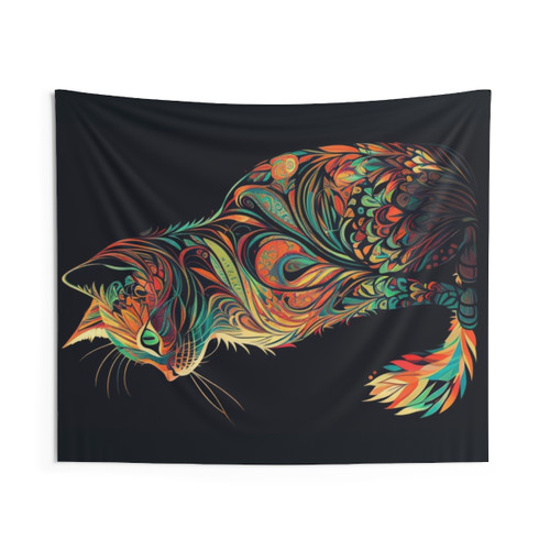 Boho Abstract Cat Wall Tapestry