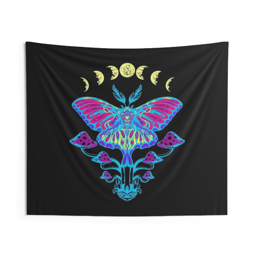 Psychedelic Trippy Luna Moth Tapestry