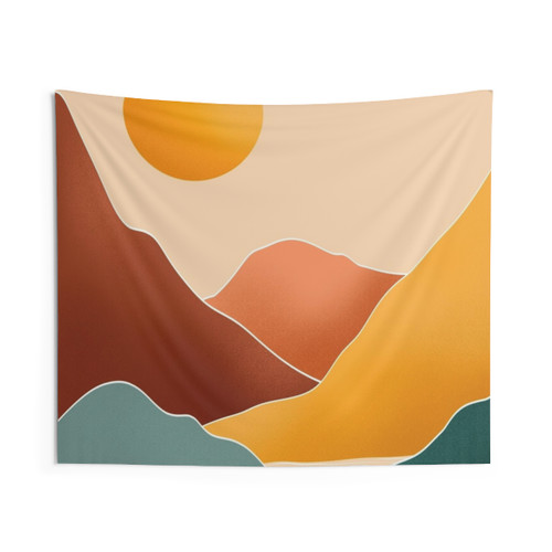Earthy Tones Mountains Tapestry