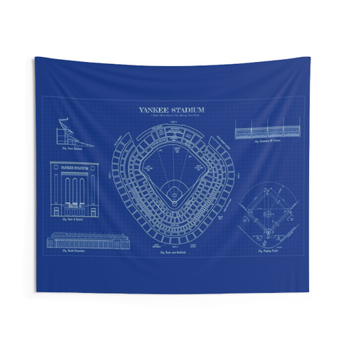 Yankee Stadium Blueprint Tapestry