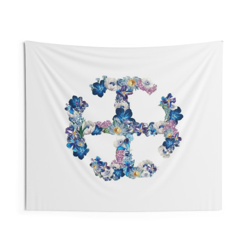 Blue Floral French Cross Tapestry