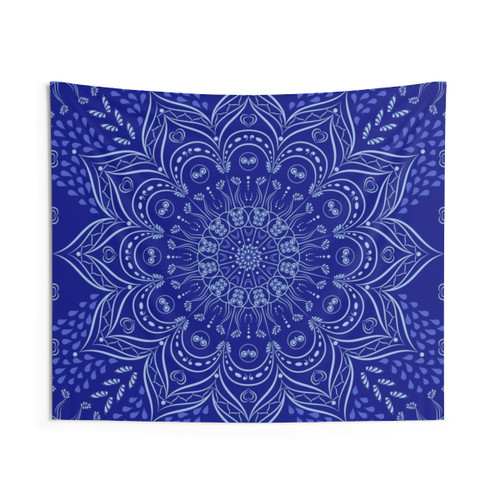 Blue Mandala Boho Tapestry Wall Hanging
