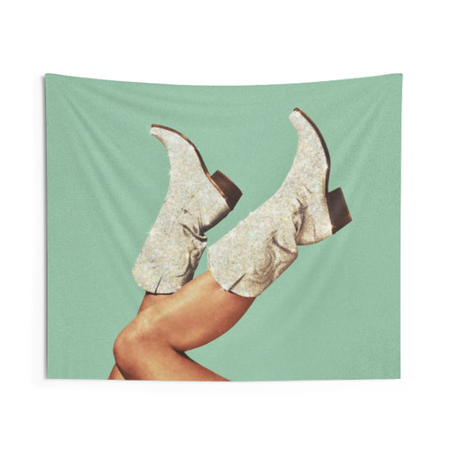 Glitter Green Cowgirl Boots Tapestry
