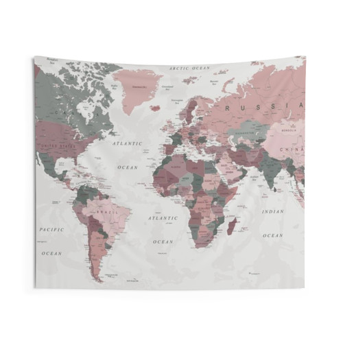 Aesthetic World Map Tapestry Wall Hanging