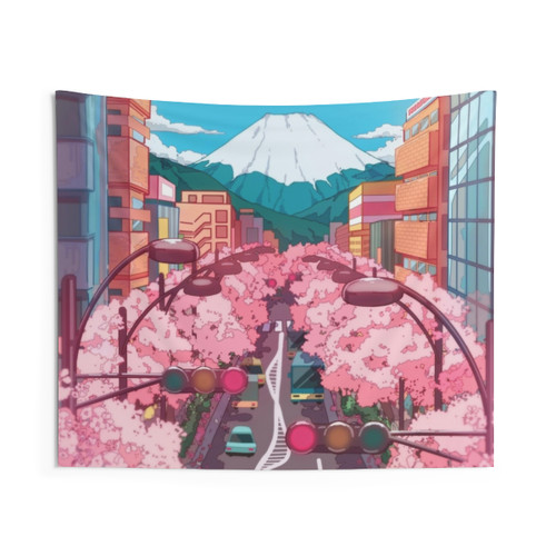 Mount Fuji and Cherry Blossom Landscape Tapestry