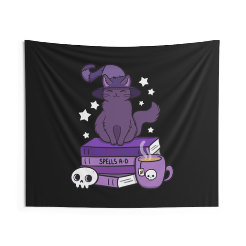 Feline Familiar Witch Tapestry by Nikury