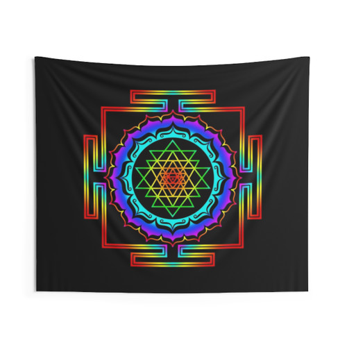 Shri Yantra Cosmic Conductor Rainbow Tapestry