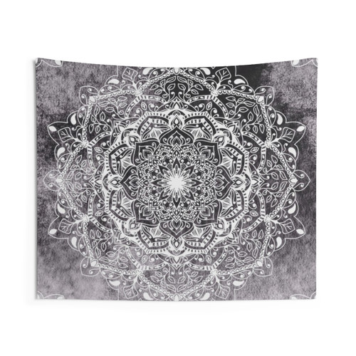 Gray Mandala Tapestry Wall Hanging