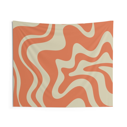 Retro Modern Abstract Pumpkin Orange and Beige Tapestry