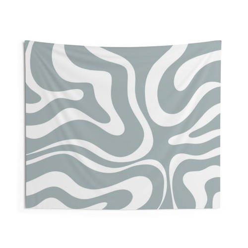 Abstract Light Blue-Grey and White Tapestry