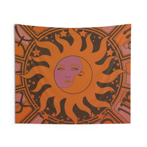 Horoscope Moon and Sun Tapestry Wall Decor