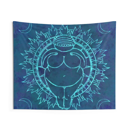 Blue Mandala Venus of Willendorf Tapestry