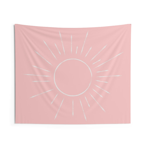 Pink Sunshine Floral Tapestry Wall Hanging