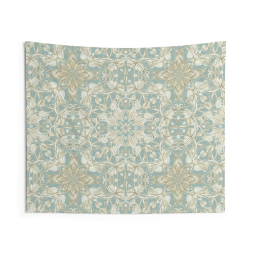Soft Sage and Cream Floral Tapestry