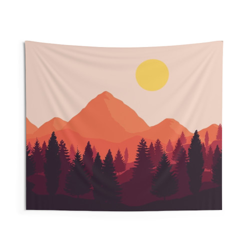 Forest Mountain Horizon Tapestry - Scenic Landscape Wall Hanging