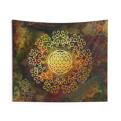 Colorful Flower of Life Batik Tapestry