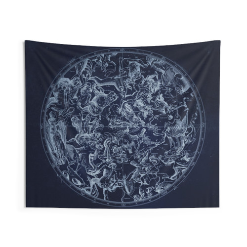 Vintage Constellation and Astrological Sign White Tapestry