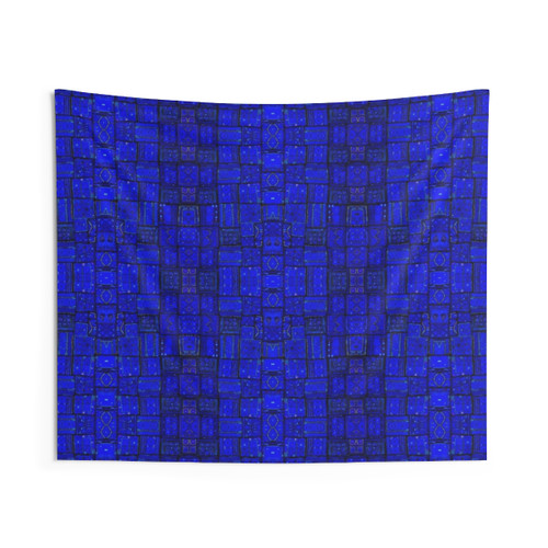Geometric Bohemian Moroccan Tapestry - Tranquil Azure